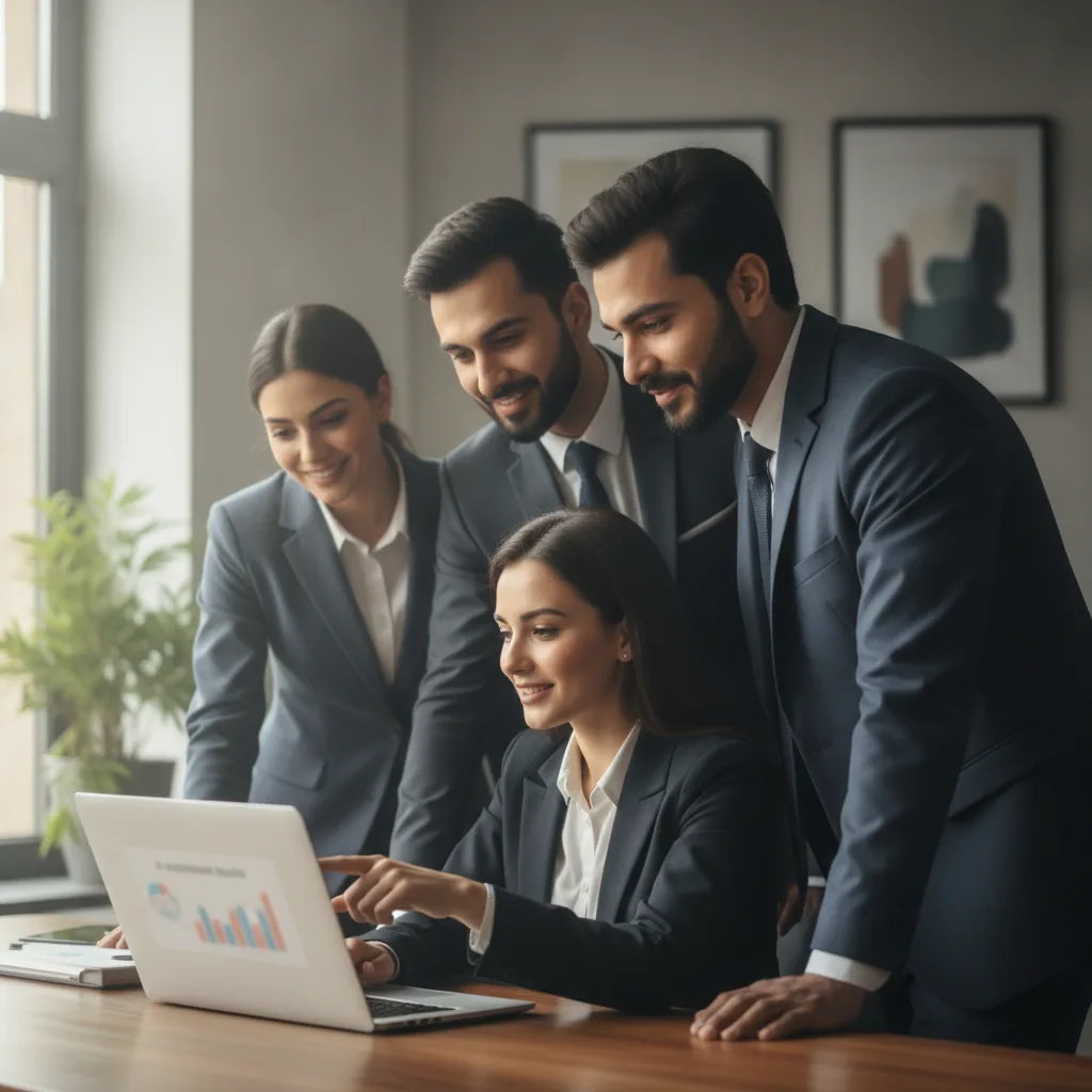 real photo of a Pakistani business team in